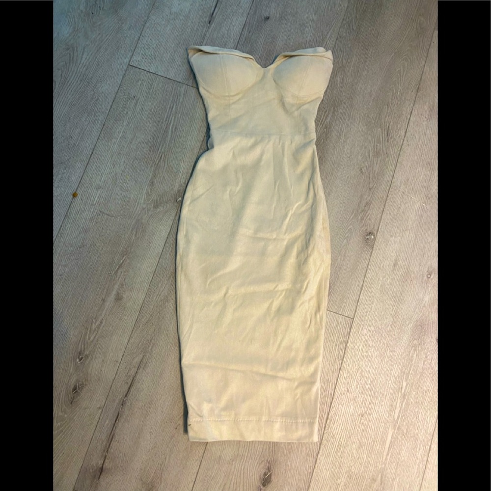 House of CB Suede bandeau dress